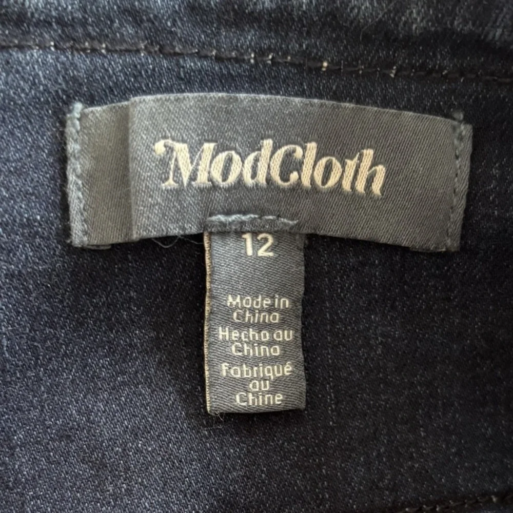 Mod Cloth Wide Leg Dark‎ Wash Jeans Back Zip High Rise Womens 12 Hippie Retro
